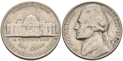 США 5 центов 1962 D, Джефферсон KM А192 медно-никель 92-1046