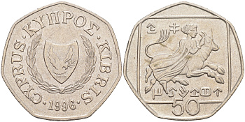 КИПР 50 ЦЕНТОВ 1996 KM 66 медно-никель 63-433