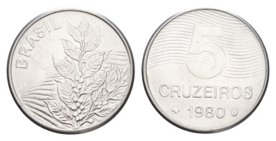 Бразилия 5 крузейро 1980 KM 591 нержавеющая сталь UNC 4644-522