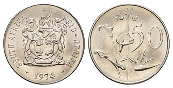 ЮАР 50 центов 1974 KM 87 никель UNC 4678-237