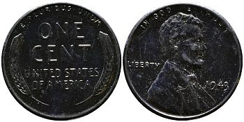 США 1 цент 1943 S (Сан-Франциско), Авраам Линкольн KM 132 a сталь плакированная цинком 4392-1121