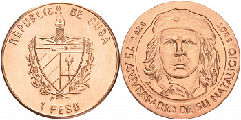 Куба 1 песо 2003 75 лет со дня рождения Эрнесто Че Гевары KM 858 медь UNC 00-00-00