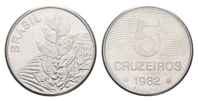 Бразилия 5 крузейро 1982 KM 591 нержавеющая сталь UNC 4644-526