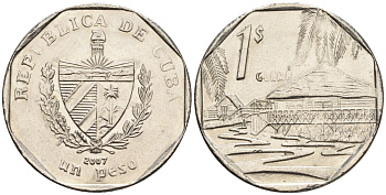 Куба 1 песо 2007 Хосе Марти KM 347, JMA 95, Schoen B34 сталь плакированная латунью 4117-112