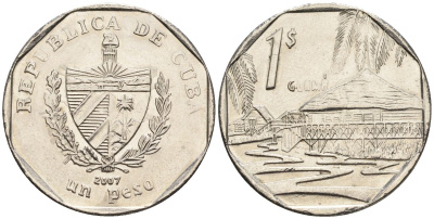 Куба 1 песо 2007 Хосе Марти KM 347, JMA 95, Schoen B34 сталь плакированная латунью 4117-112