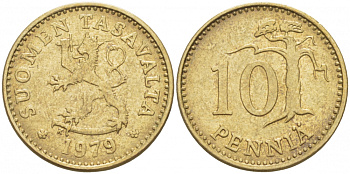 ФИНЛЯНДИЯ 10 ПЕННИ 1979 K KM 46 алюминиевая бронза 3718-133