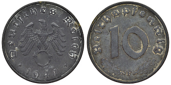 Германия 10 рейхспфеннигов 1941 F KM 101, J. 371 цинк 4121-1032