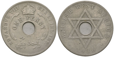 Британская Западная Африка 1 пенни 1936 Эдуард VIII (1936) KM 16 медно-никель 4620-326