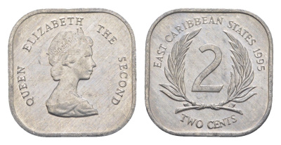 Восточные Карибы (Восточно-Карибские штаты) 2 цента 1995 KM 11 алюминий UNC 4651-465
