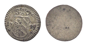 Нюрнберг 1 пфенниг 1749 KM 193a серебро UNC 1529-825