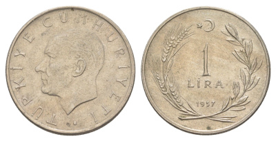 Турция 1 лира 1957 Кемаль Ататюрк KM 889 медно-никель 4648-735
