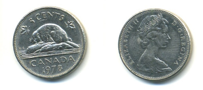 КАНАДА 5 ЦЕНТОВ 1978 БОБЕР KM 60.1 никель 80-736