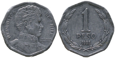 Чили 1 песо 1995 So KM 231, Schon 79 алюминий 4387-559