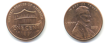 США 1 ЦЕНТ 2010 ЛИНКОЛЬН KM NEW цинк плакированный медью UNC 179-617