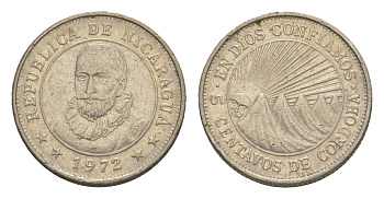 Никарагуа 5 сентаво 1972 KM 24.2a сталь плакированная никелем 4640-961