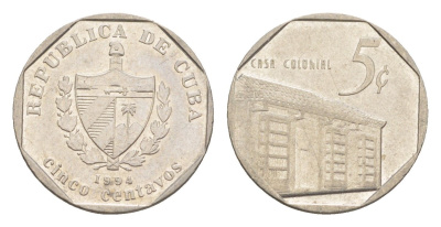 Куба 5 сентаво 1994 Casa Colonial KM 575.1 сталь плакированная никелем 4644-713
