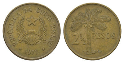 Гвинея-Бисау 2 1/2 песо 1977 KM 19 алюминиевая бронза 4626-455