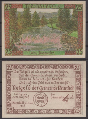 Найнштедт 25 пфеннигов 1921 DeNG 2 933.1a-2/4 бумага UNC (пресс) 8612-51-1-2