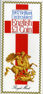 Великобритания 1 фунт 1987 Елизавета II (1952-2022) KM 948, Spink 4333 никель латунь BUNC 00-00