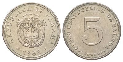 Панама 5 сентесимо 1962 KM 23.2 медно-никель UNC 4625-159