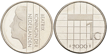 Нидерланды 1 гульден 2000 Беатрикс (1980-2013) KM 205 никель UNC 4116-147