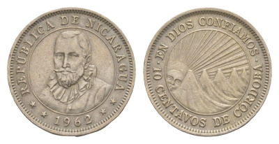 Никарагуа 10 сентаво 1962 KM 17.2 медно-никель 4640-1014