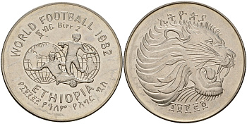 Эфиопия 2 быра 1982 чемпионат мира по футболу 1982 KM 64 медно-никель UNC 4125-634