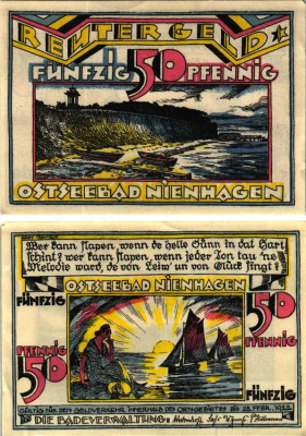НОЙЕНХАГЕН 50 ПФЕННИГОВ 1922 НОТГЕЛЬД, 1922 - 28 ФЕВРАЛОЯ 1922, ЗЕМЛЯ БРАНДЕНБУРГ Grabowski 975.1 бумага 6318-43-1-3