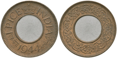 Британская Индия 1 пайс 1944 Георг VI (1936-1952) KM 533 бронза 33-1054