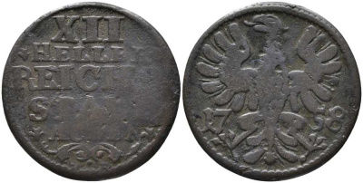 Ахен 12 геллеров 1758 MR, свободный город KM 51 медь 4397-443