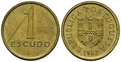 Португалия 1 эскудо 1982 KM 614 никель латунь 4164-1129