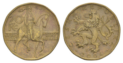 Чехия 20 крон 2004 KM 5 сталь плакированная латунью 4633-731
