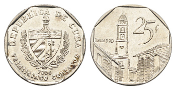 Куба 25 сентаво 2006 площадь в Тринидаде KM 577 сталь плакированная никелем aUNC 4663-852