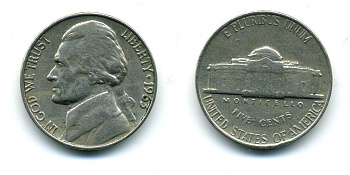 США 5 ЦЕНТОВ 1963 ДЖЕФФЕРСОН KM А192 медно-никель 46-1716