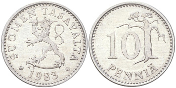 Финляндия 10 пенни 1983 KM 46a алюминий UNC 4613-1114