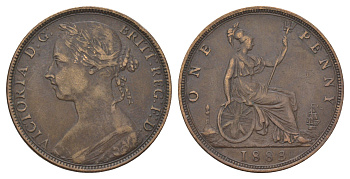 Великобритания 1 пенни 1883 Виктория (1837-1901) KM 755, Spink 3954 бронза 4179-142