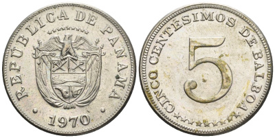Панама 5 сентесимо 1970  KM 23.2 медно-никель    4610-314