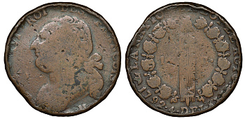 Франция 12 денье 1792 H, Людовик XVI (1774-1793) KM 600.6 бронза 4121-137