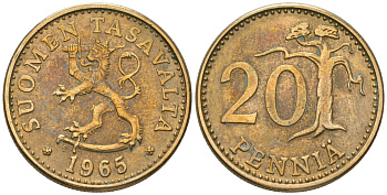 Финляндия 20 пенни 1965 S KM 47 алюминиевая бронза 4589-611