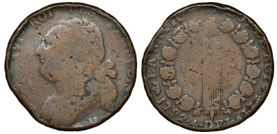 Франция 12 денье 1792 H, Людовик XVI (1774-1793) KM 600.6 бронза 4121-137