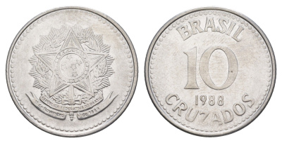 Бразилия 10 крузадо 1988 KM 607 нержавеющая сталь UNC 4642-1247