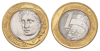 Бразилия 1 реал 2011 KM 652a биметалл UNC 4646-134