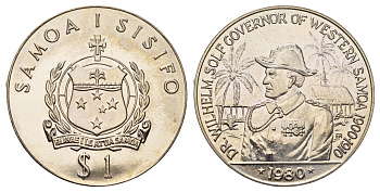 Самоа 1 тала 1980 Вильгельм Зольф KM 40 медно-никель BU 650-1835