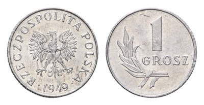 Польша 1 грош 1949 Y 39 алюминий UNC 4674-933