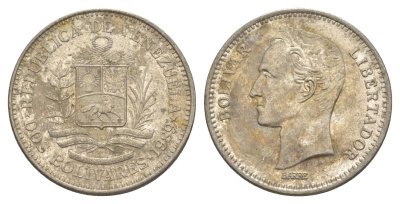 Венесуэла 2 боливара 1989 Симон Боливар Y 43a сталь плакированная никелем 4583-243