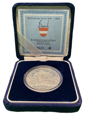 Австрия 100 шиллингов 1994 Эрцгерцог Иоганн, в коробке, с сертификатом подлинности KM 3020 серебро PROOF 3-4-4-07