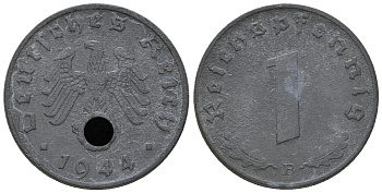 Германия 1 рейхспфенниг 1944 B KM 97, J. 369 цинк    4668-1155