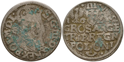 Польша, Эльбинг трояк (3 гроша) 1622 Сигизмунд III Ваза (1587-1632), Монетный двор Краков, герб "Сас" - управляющий монетного двора Миколай Данилович в 1616-1624 Iger K.22.1.a, KM 31 серебро 4160-311