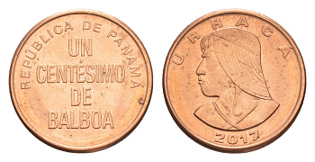 Панама 1 сентесимо 2017 Уррака KM 125 цинк плакированный медью UNC 4643-1231