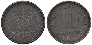 Германия 10 пфеннигов 1921 A KM 20, J. 298 железо 4119-151